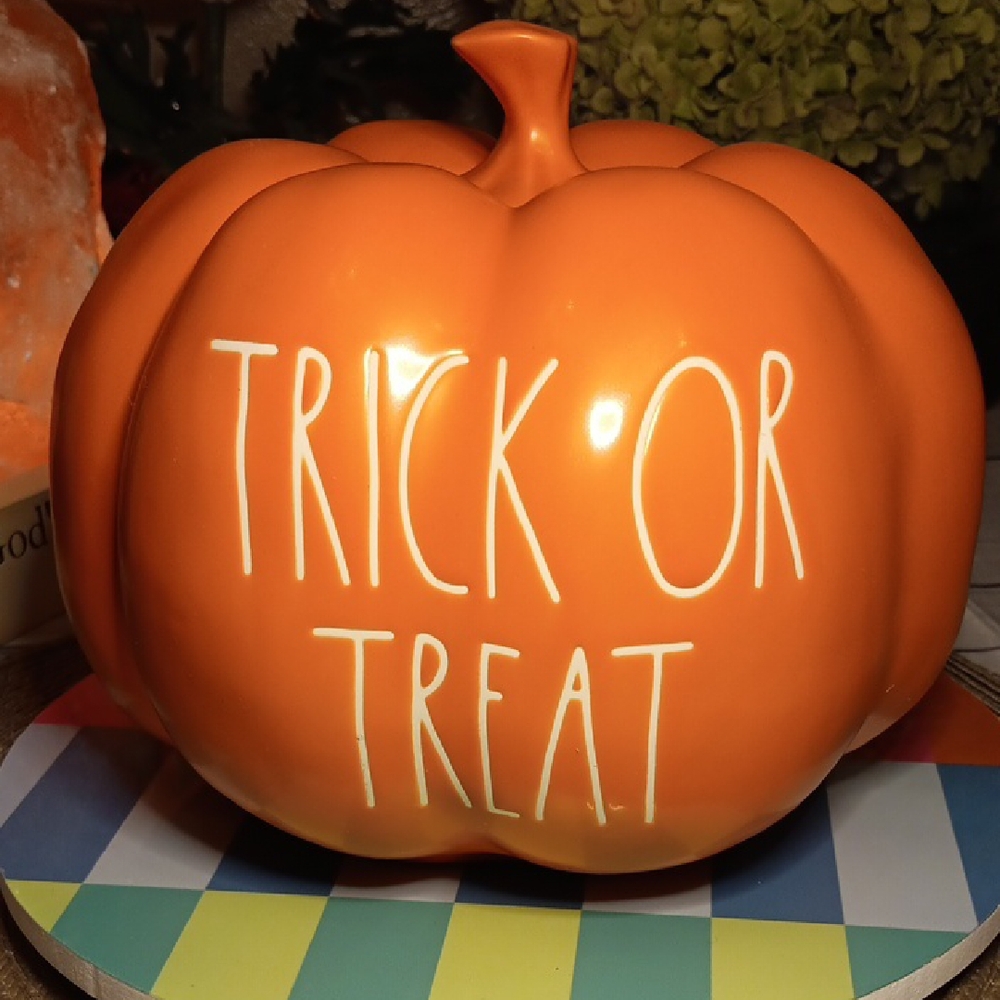 Rae Dunn Orange Trick or Treat Pumpkin
